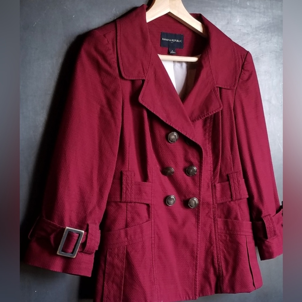 Banana Republic Maroon Blazer Jacket Cotton Sz 4